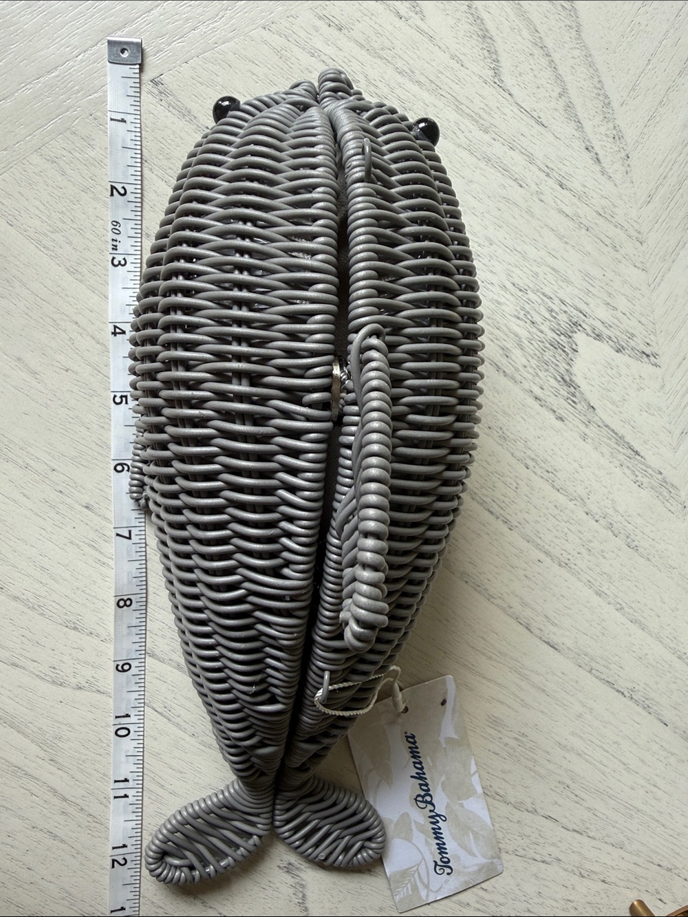 New Tommy Bahama Dolphin Woven Crossbody Bag in Charcoal Gray - Picture 13 of 15